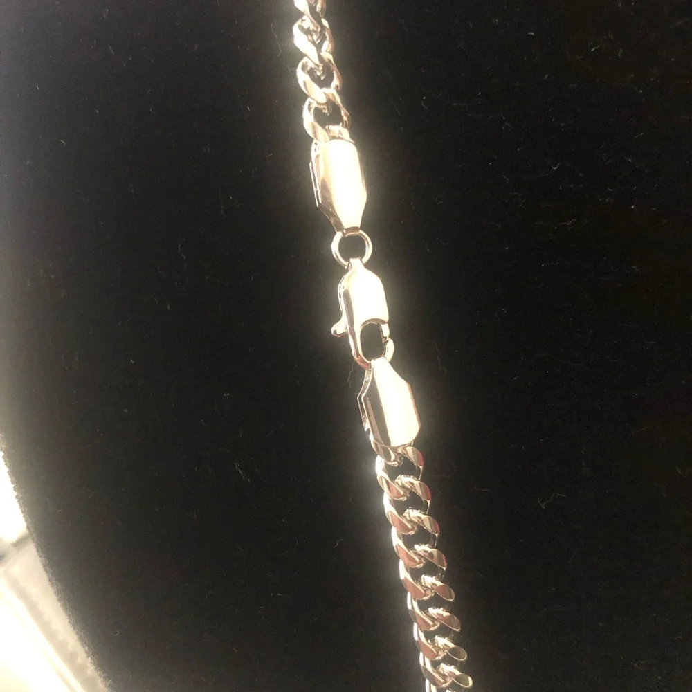 Silver over Stainless Steel Curb Chain Necklace